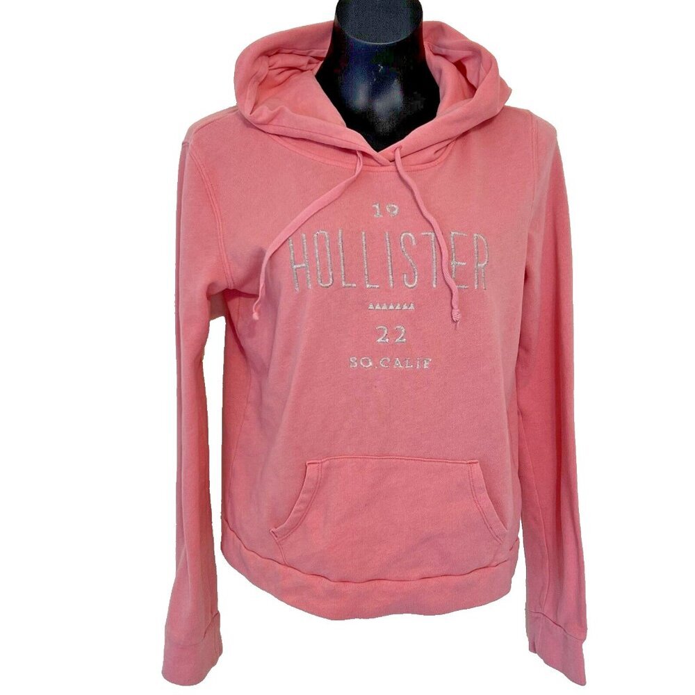 Hollister - Pink Branded Front Pocket Hooded Sweatshirt M - Picture 1 of 11